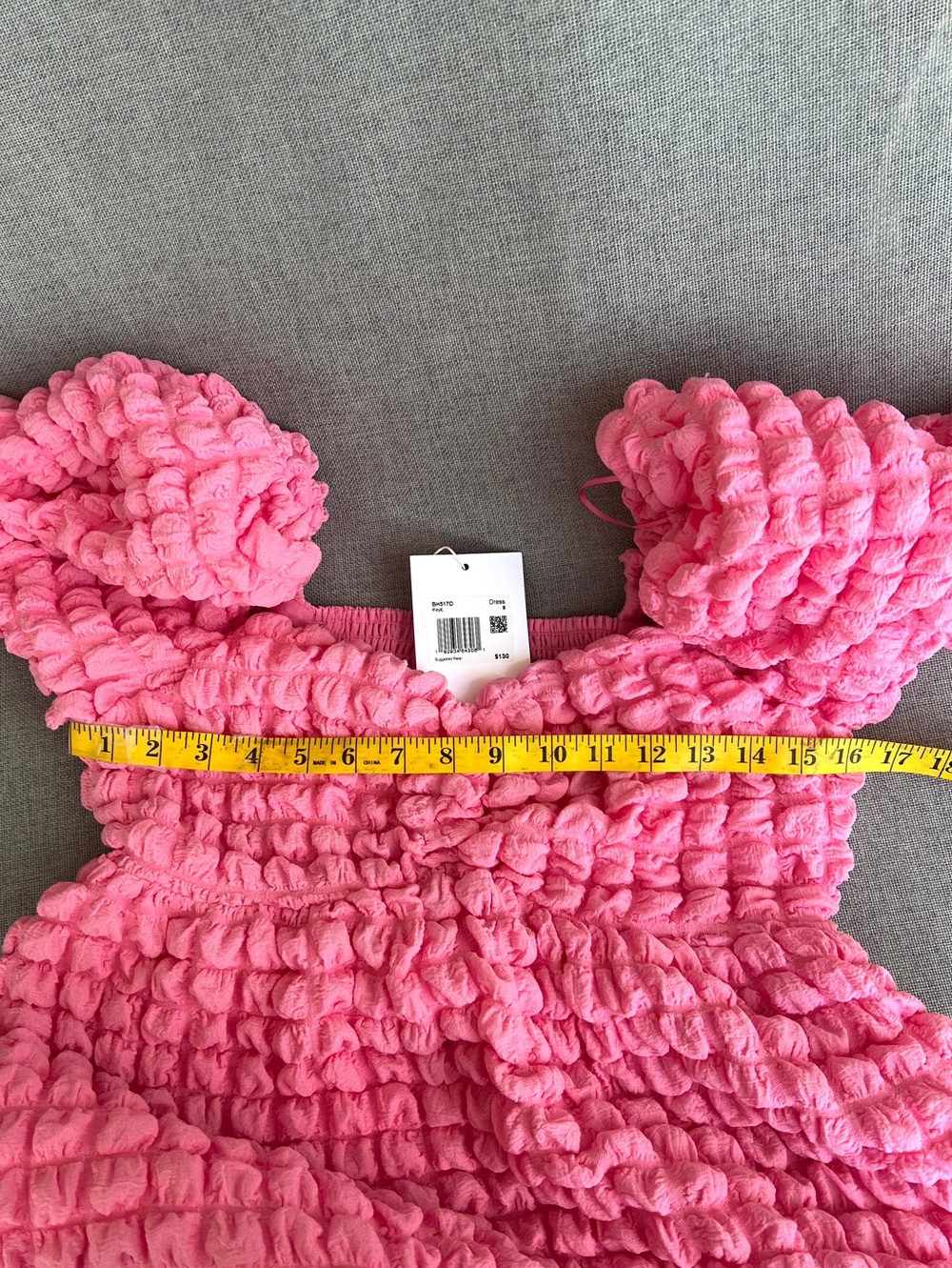 Endless Rose Bubble Puff Texturized fabric midi dress puff sleeve Pink size S - Picture 14 of 17